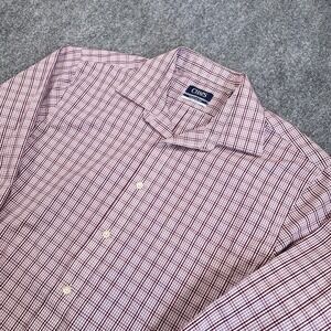Chaps Dress Shirt Mens Large Red Check Regular Fit Ultimate Non Iron Button Up‎